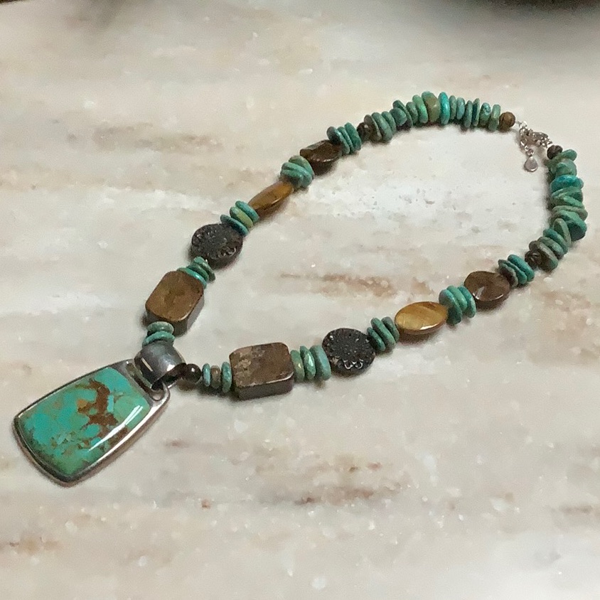 925 Silver&Green Turquoise Pendant Necklace